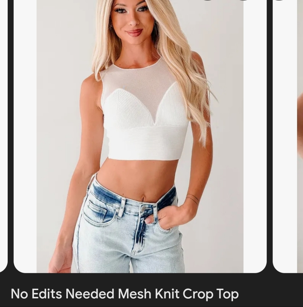 NanaMacs White Mesh Knit Tank Top